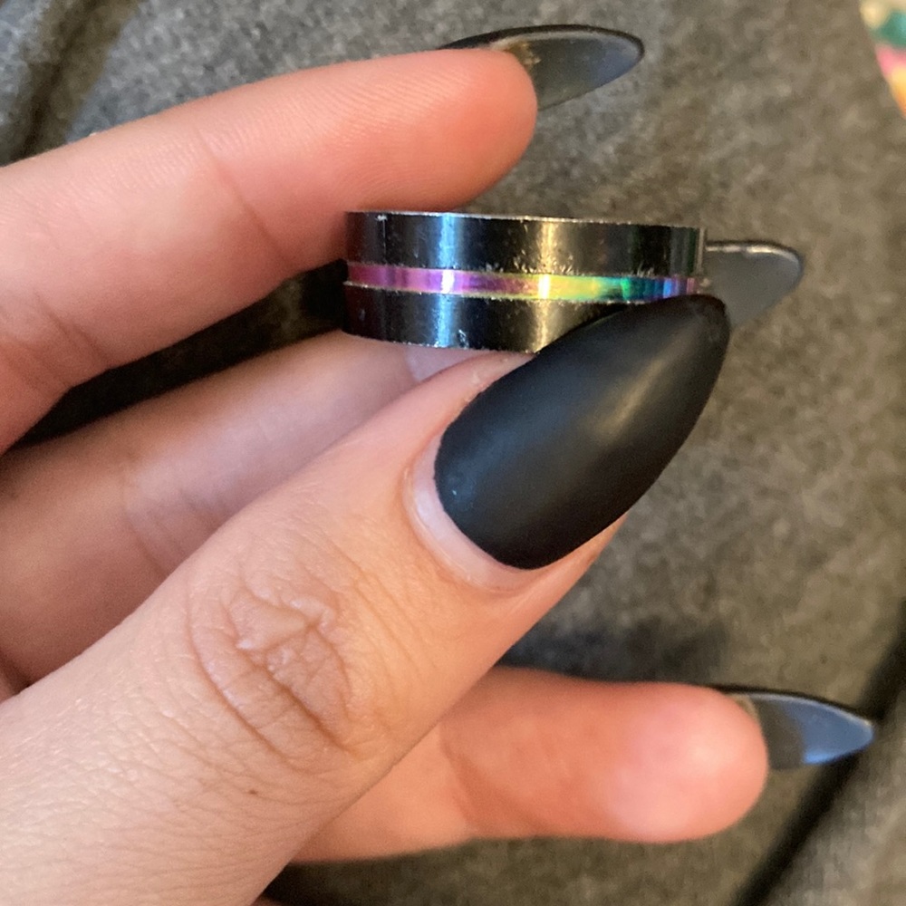 Mens titanium rainbow ring. Size 9